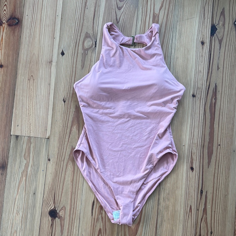 Blush Pink High-Neck The Bondi Swimsuit Andie swim X Claire